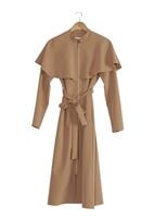 Vêtements hijab BEIGE T 4600 Mataş Pelerinli Hakim Yaka Trench