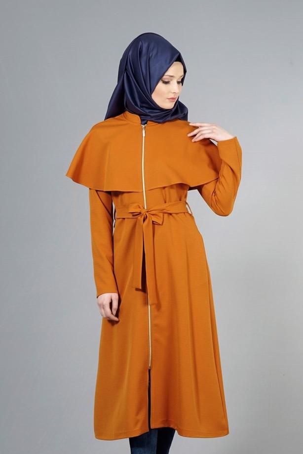 Vêtements hijab  T 4600 Mataş Pelerinli Hakim Yaka Trench - TRENDTESETTÜR