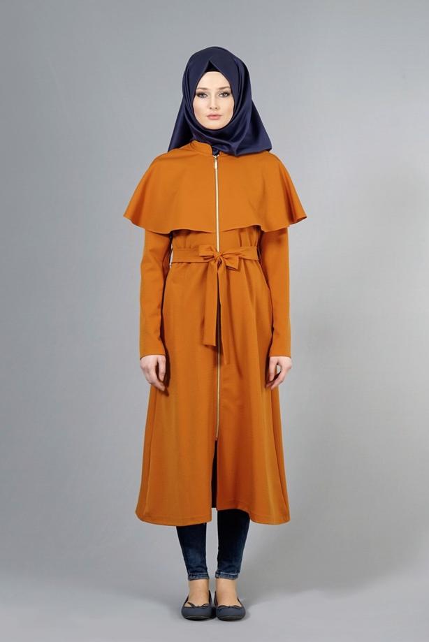 Vêtements hijab  T 4600 Mataş Pelerinli Hakim Yaka Trench - TRENDTESETTÜR