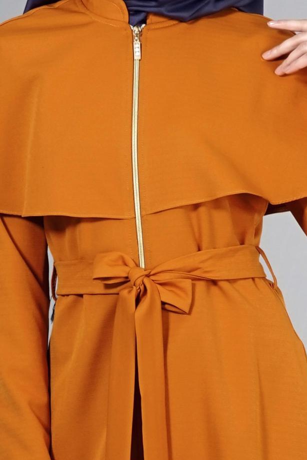 Vêtements hijab  T 4600 Mataş Pelerinli Hakim Yaka Trench - TRENDTESETTÜR