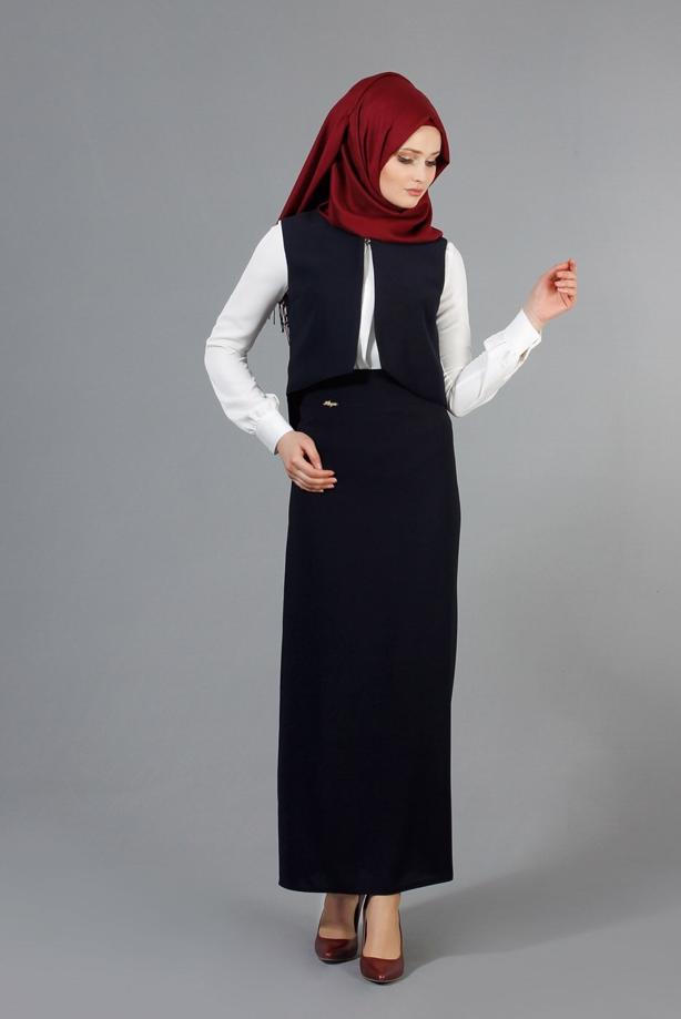 Vêtements hijab  T 403 Meyra Hakim Yaka Yelekli 2&prime;li Takım - TRENDTESETTÜR
