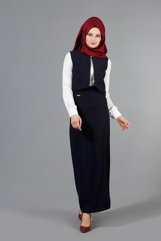 Vêtements hijab  T 403 Meyra Hakim Yaka Yelekli 2′li Takım - TRENDTESETTÜR