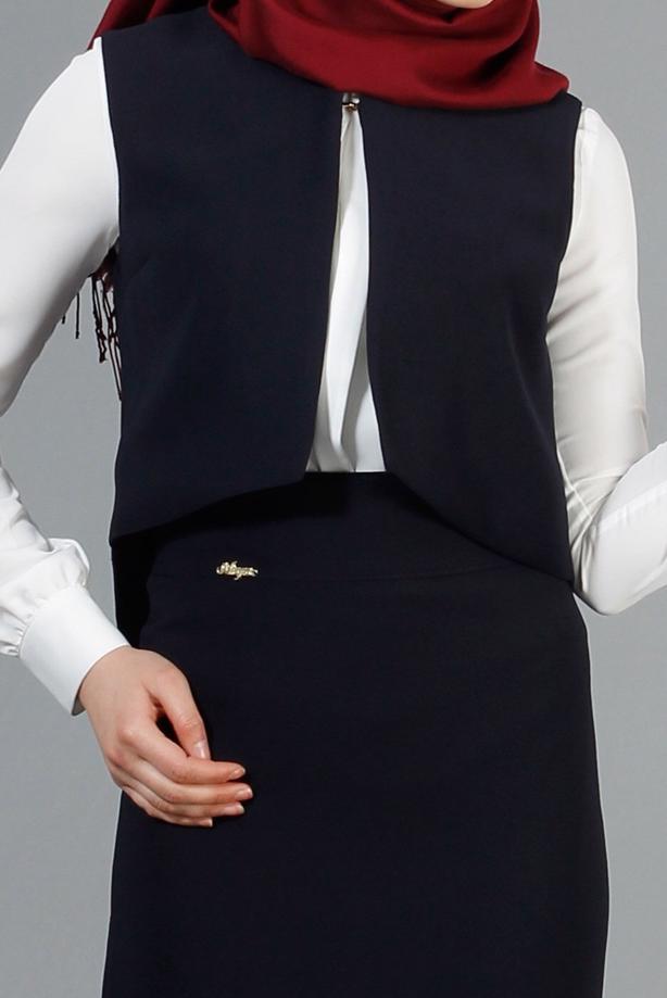 Vêtements hijab  T 403 Meyra Hakim Yaka Yelekli 2′li Takım - TRENDTESETTÜR