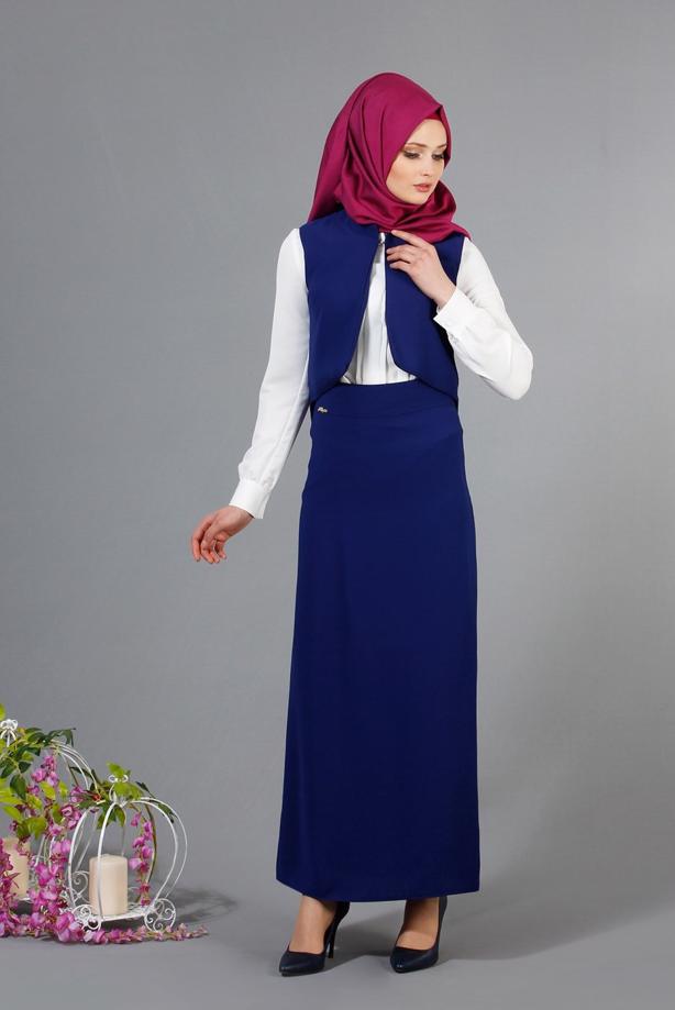 Vêtements hijab  T 403 Meyra Hakim Yaka Yelekli 2&prime;li Takım - TRENDTESETTÜR