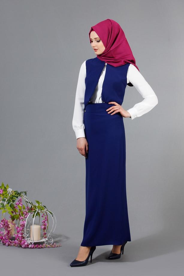 Vêtements hijab  T 403 Meyra Hakim Yaka Yelekli 2′li Takım - TRENDTESETTÜR