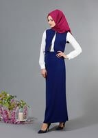 Hijab clothing NAVY BLUE T 403 Meyra Hakim Yaka Yelekli 2&prime;li Takım
