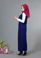Hijab clothing NAVY BLUE T 403 Meyra Hakim Yaka Yelekli 2′li Takım