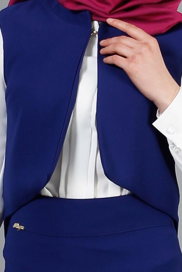 Vêtements hijab  T 403 Meyra Hakim Yaka Yelekli 2′li Takım - TRENDTESETTÜR