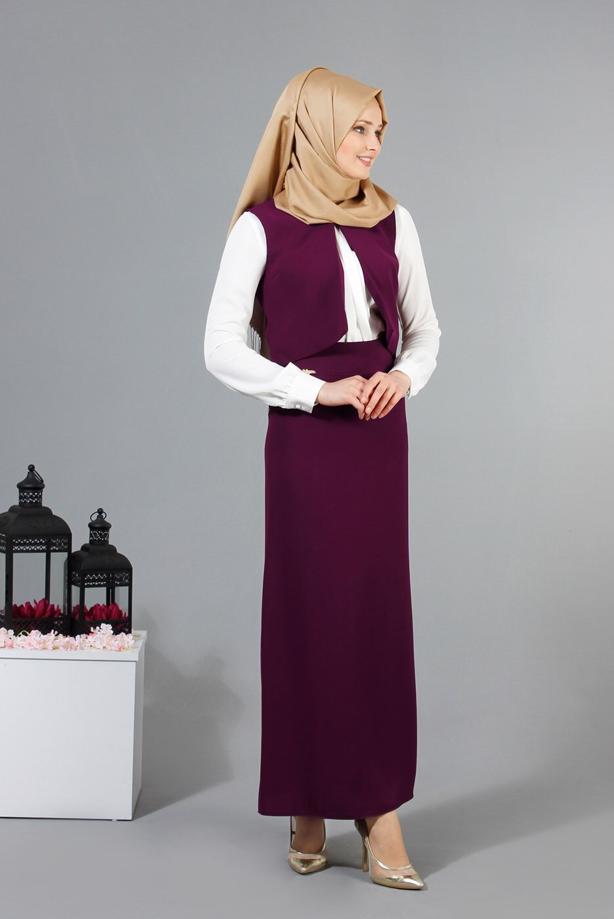 Vêtements hijab  T 403 Meyra Hakim Yaka Yelekli 2′li Takım - TRENDTESETTÜR