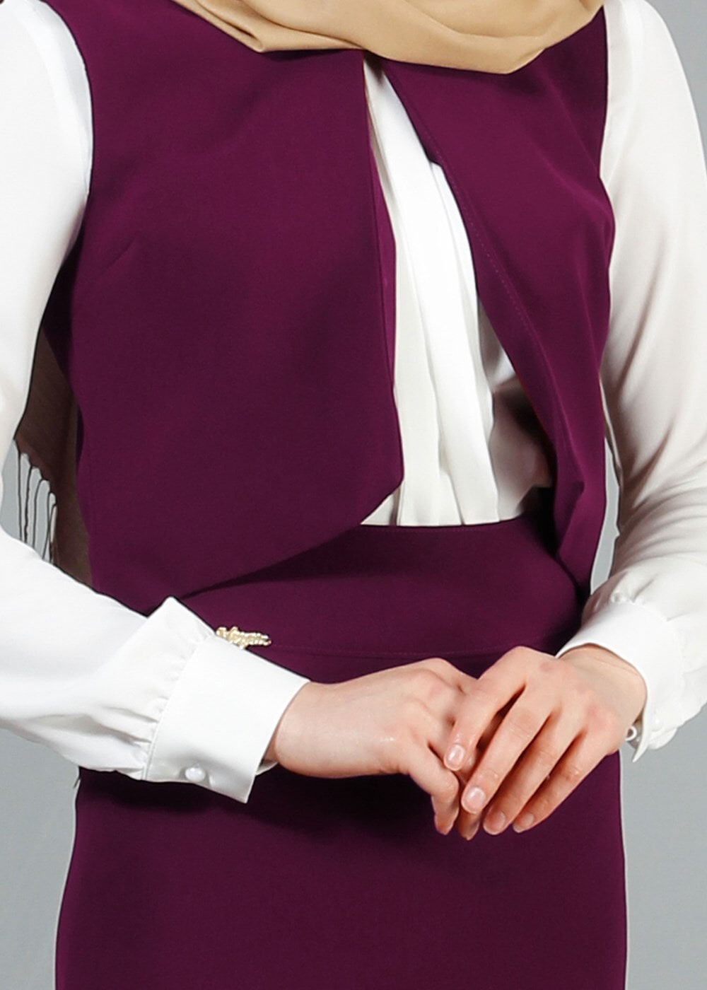Hijab clothing PURPLE T 403 Meyra Hakim Yaka Yelekli 2′li Takım