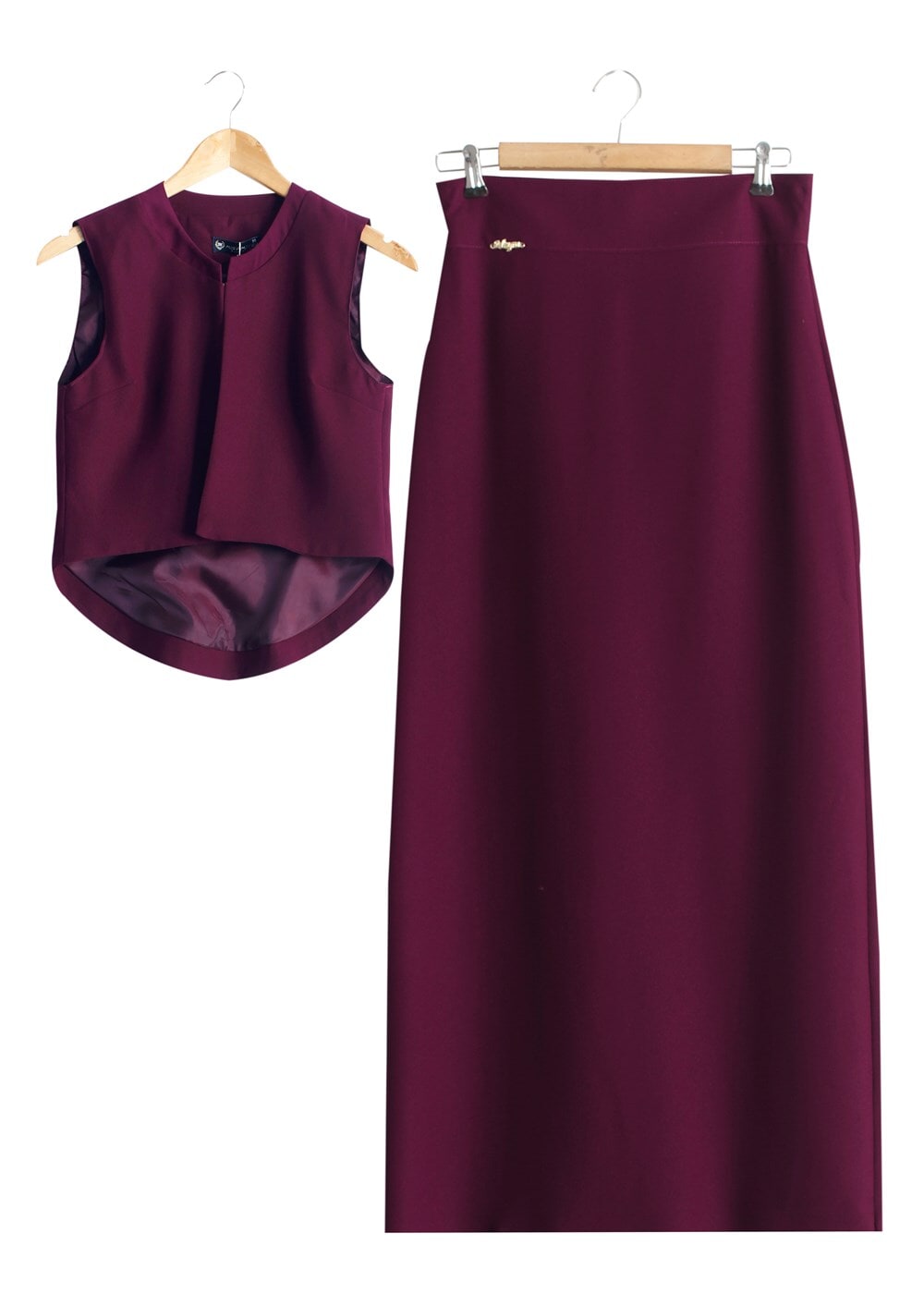 Hijab clothing PURPLE T 403 Meyra Hakim Yaka Yelekli 2&prime;li Takım