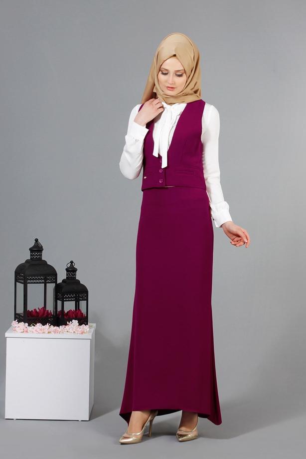 Vêtements hijab  T 404 Meyra Cep Detaylı Yelekli 2′li Takım - TRENDTESETTÜR