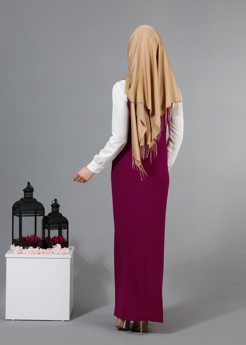 Hijab clothing FUCHSIA T 404 Meyra Cep Detaylı Yelekli 2′li Takım