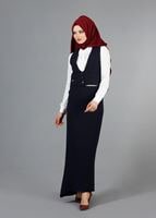 Hijab clothing NAVY BLUE T 404 Meyra Cep Detaylı Yelekli 2′li Takım