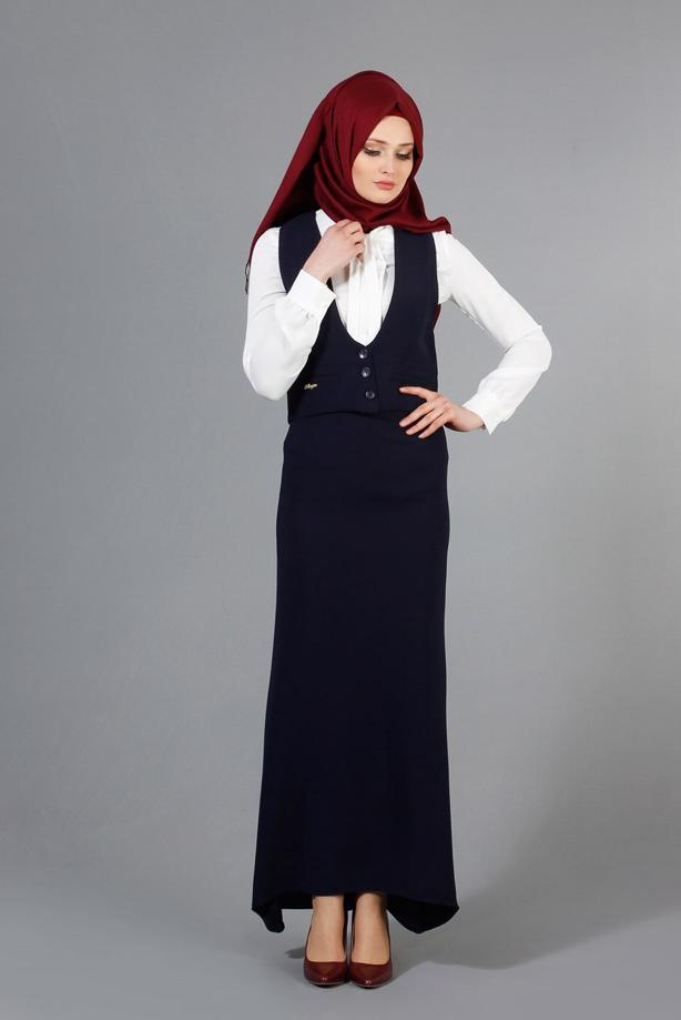 Vêtements hijab  T 404 Meyra Cep Detaylı Yelekli 2&prime;li Takım - TRENDTESETTÜR