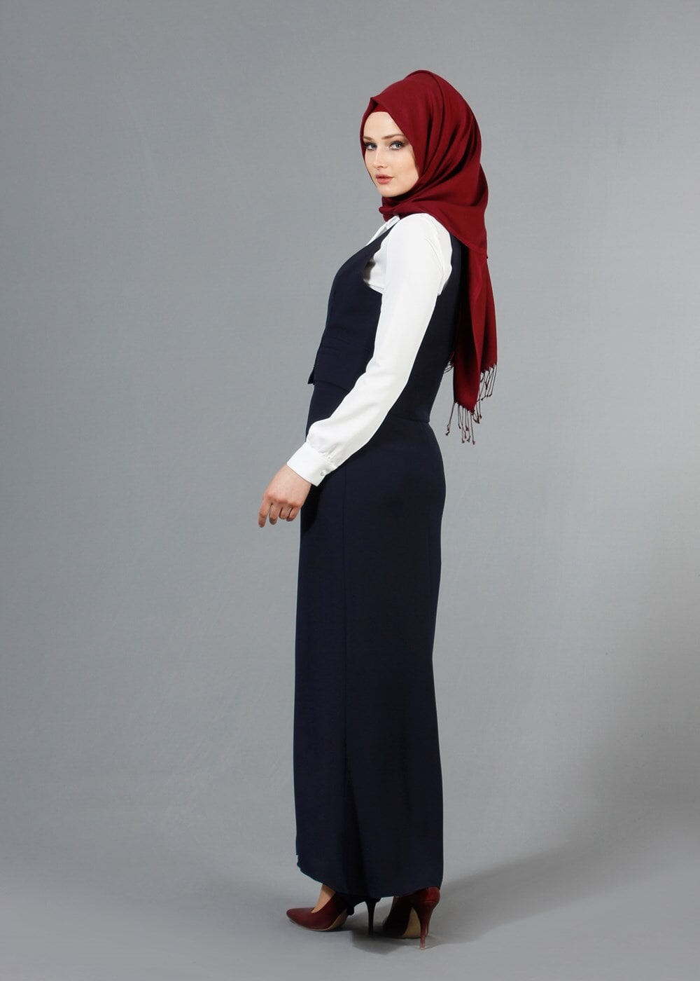 Hijab clothing NAVY BLUE T 404 Meyra Cep Detaylı Yelekli 2&prime;li Takım