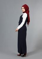 Hijab clothing NAVY BLUE T 404 Meyra Cep Detaylı Yelekli 2′li Takım