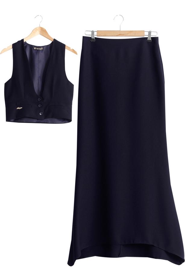 Vêtements hijab  T 404 Meyra Cep Detaylı Yelekli 2′li Takım - TRENDTESETTÜR