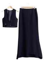 Hijab clothing NAVY BLUE T 404 Meyra Cep Detaylı Yelekli 2&prime;li Takım