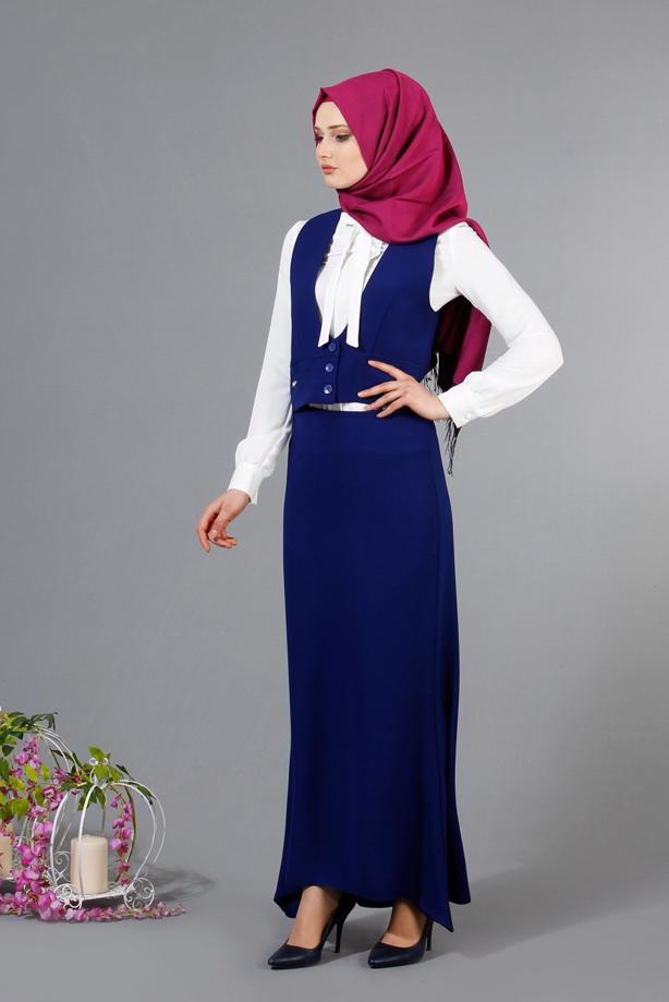 Vêtements hijab  T 404 Meyra Cep Detaylı Yelekli 2′li Takım - TRENDTESETTÜR