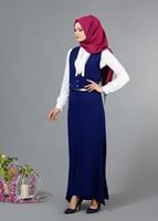 Hijab clothing NAVY BLUE T 404 Meyra Cep Detaylı Yelekli 2&prime;li Takım