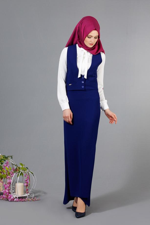 Vêtements hijab  T 404 Meyra Cep Detaylı Yelekli 2′li Takım - TRENDTESETTÜR