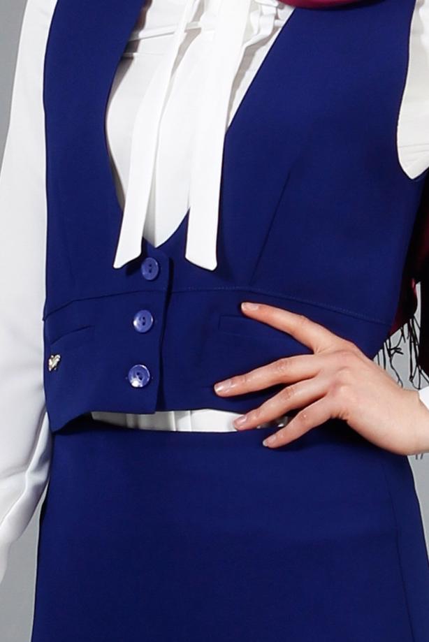 Vêtements hijab  T 404 Meyra Cep Detaylı Yelekli 2′li Takım - TRENDTESETTÜR