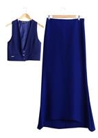 Vêtements hijab BLEU MARINE T 404 Meyra Cep Detaylı Yelekli 2′li Takım