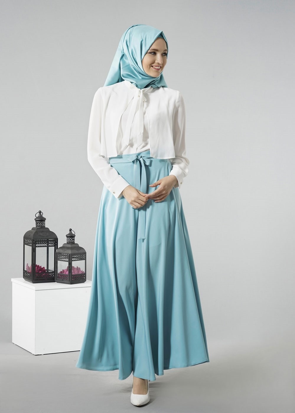 Vêtements hijab VERT T 473 Meyra Kloş Etek