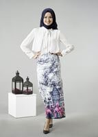 Hijab clothing NAVY BLUE T 457-1 Meyra Dijital Baskı Desenli Etek