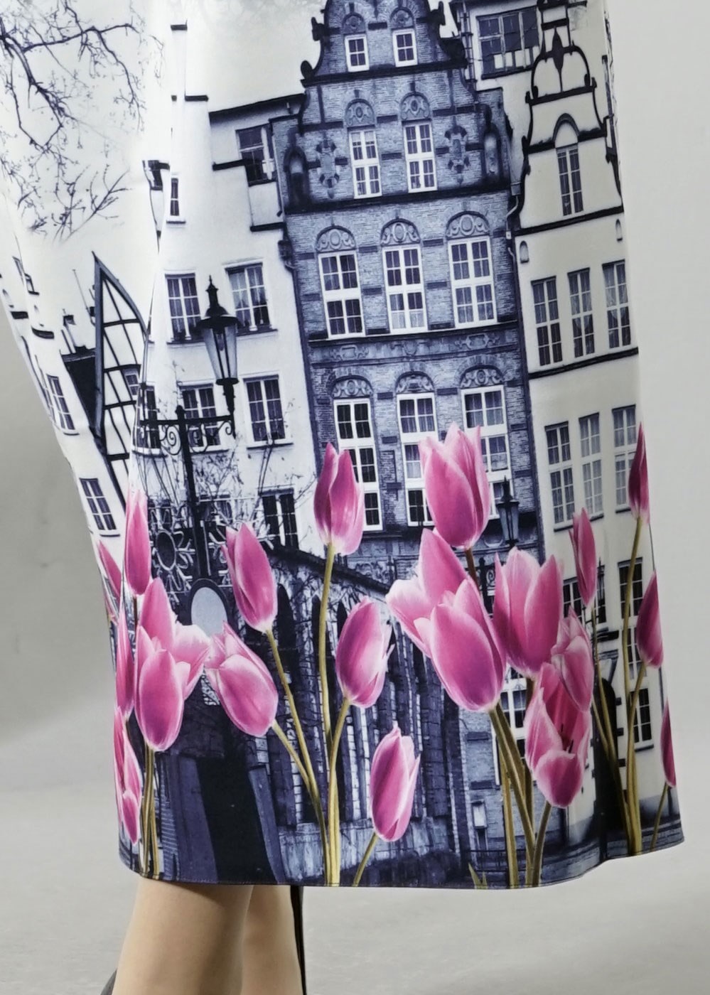 Hijab clothing NAVY BLUE T 457-1 Meyra Dijital Baskı Desenli Etek