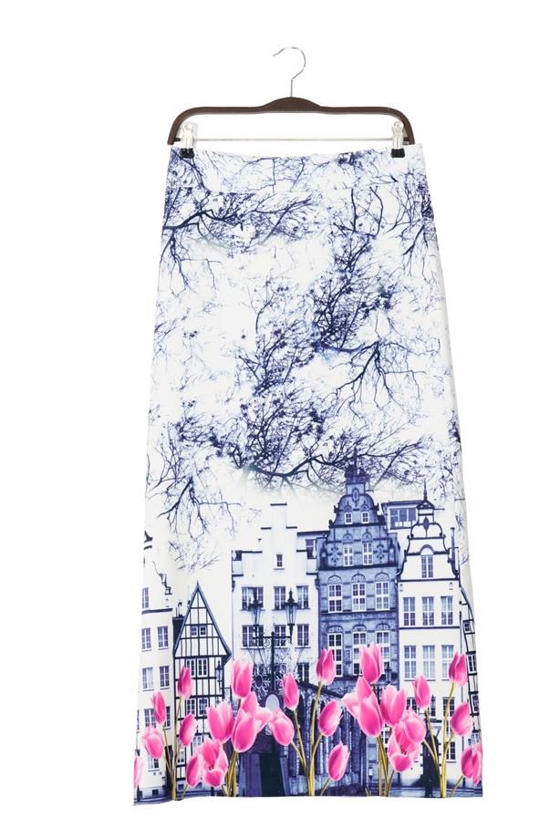 Vêtements hijab  T 457-1 Meyra Dijital Baskı Desenli Etek - TRENDTESETTÜR