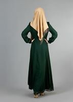 Hijab clothing GREEN T 52411 Fy Collection- Güpür Detaylı Şifon Abiye