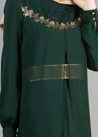 Hijab clothing GREEN T 52411 Fy Collection- Güpür Detaylı Şifon Abiye