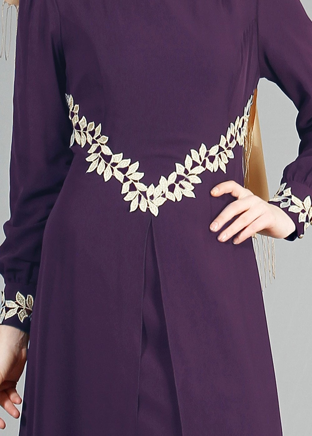 Vêtements hijab POURPRE T 52419 Fy Collection-Dantel Detaylı Şifon Abiye