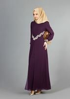 Vêtements hijab PRUNE T 52419 Fy Collection-Dantel Detaylı Şifon Abiye
