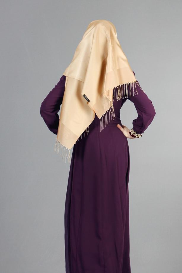 Vêtements hijab  T 52419 Fy Collection-Dantel Detaylı Şifon Abiye - TRENDTESETTÜR