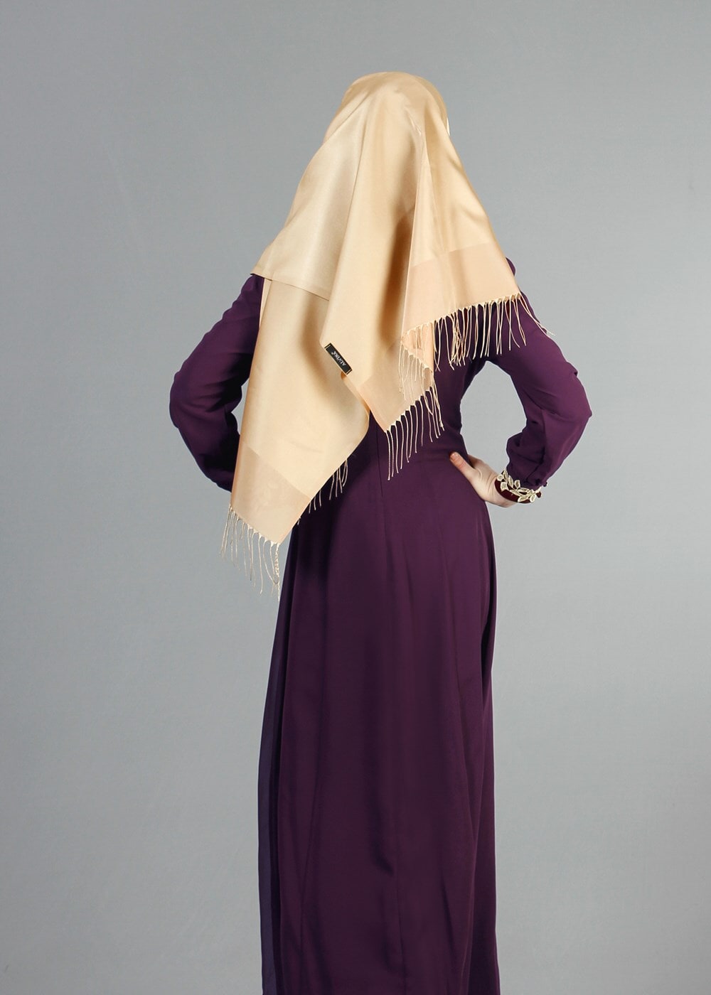 Vêtements hijab PRUNE T 52419 Fy Collection-Dantel Detaylı Şifon Abiye