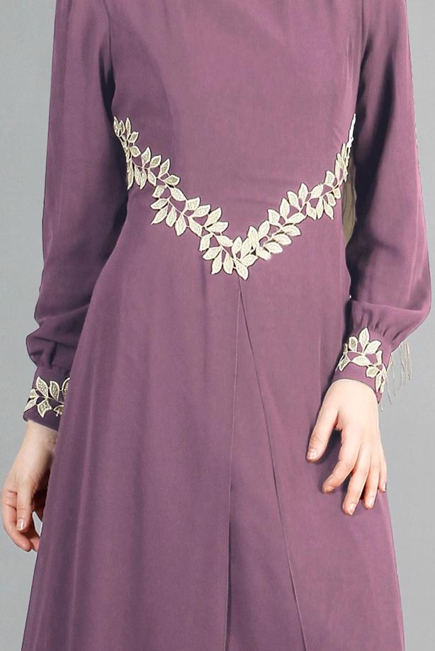 Vêtements hijab  T 52419 Fy Collection-Dantel Detaylı Şifon Abiye - TRENDTESETTÜR