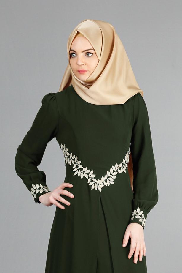 Hijab clothing  T 52419 Fy Collection-Dantel Detaylı Şifon Abiye - TRENDTESETTÜR