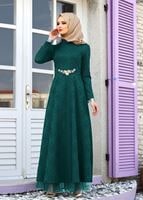 Hijab clothing GREEN T 2231 Nisa Hakim Yaka Tül Detaylı Abiye