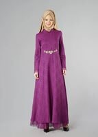 Hijab clothing FUCHSIA T 2231 Nisa Hakim Yaka Tül Detaylı Abiye