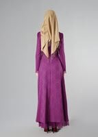 Hijab clothing FUCHSIA T 2231 Nisa Hakim Yaka Tül Detaylı Abiye