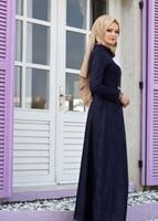Hijab clothing NAVY BLUE T 2231 Nisa Hakim Yaka Tül Detaylı Abiye
