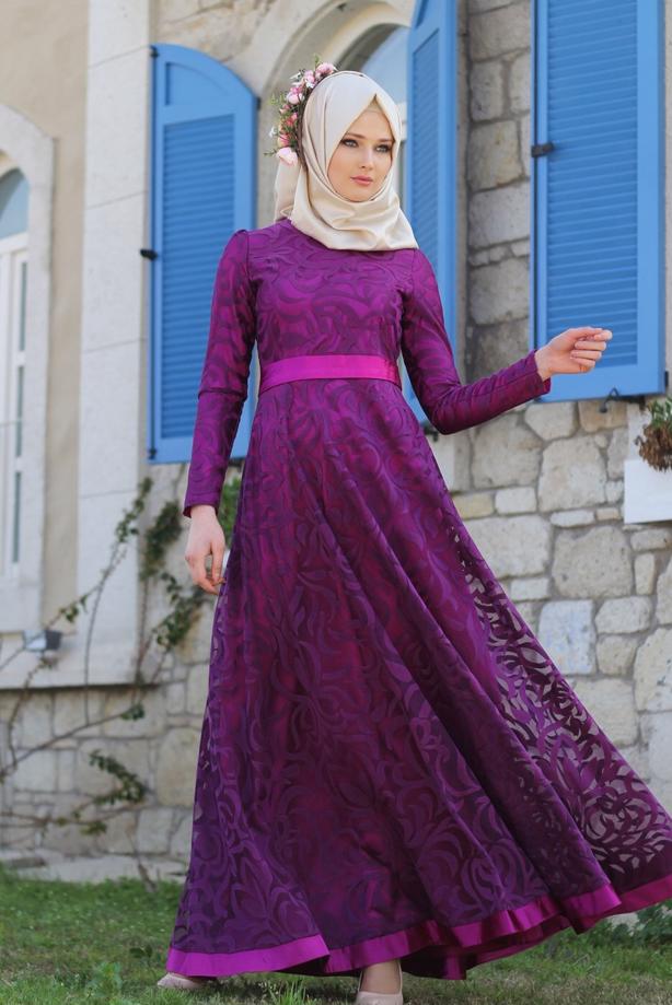 Vêtements hijab  T 2285 Nisa Organize Dantel Abiye Elbise - TRENDTESETTÜR