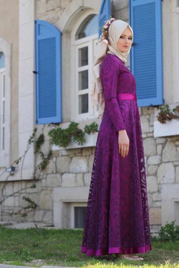 Vêtements hijab  T 2285 Nisa Organize Dantel Abiye Elbise - TRENDTESETTÜR