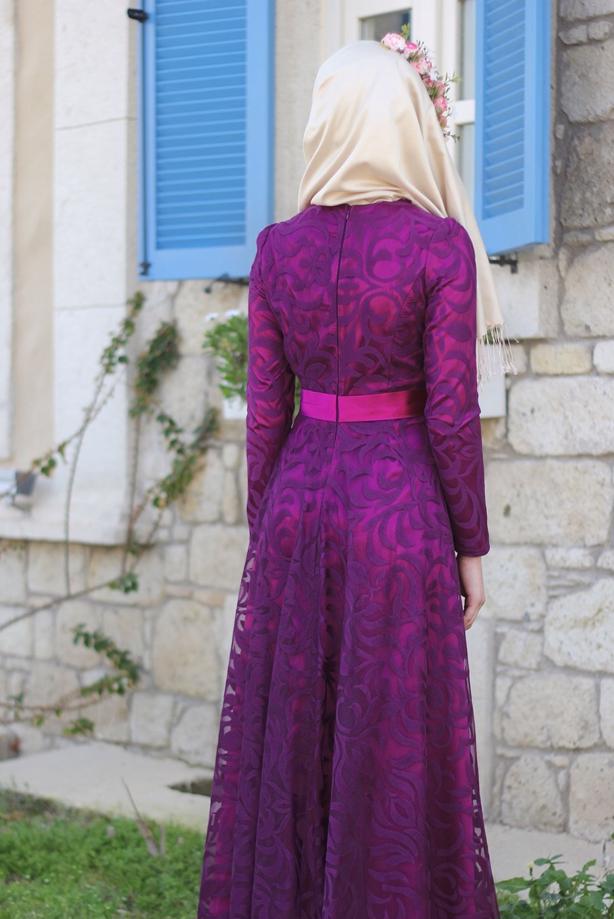 Vêtements hijab  T 2285 Nisa Organize Dantel Abiye Elbise - TRENDTESETTÜR