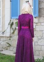 Hijab clothing FUCHSIA T 2285 Nisa Organize Dantel Abiye Elbise