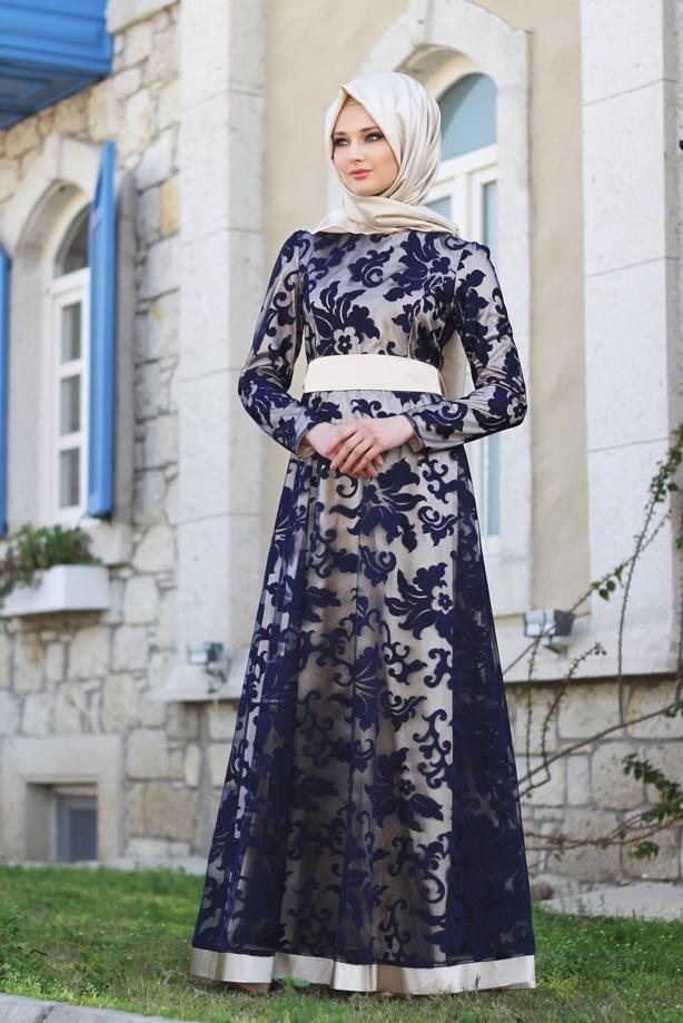 Vêtements hijab  T 2340 Nisa Kombinli Dantel Abiye - TRENDTESETTÜR