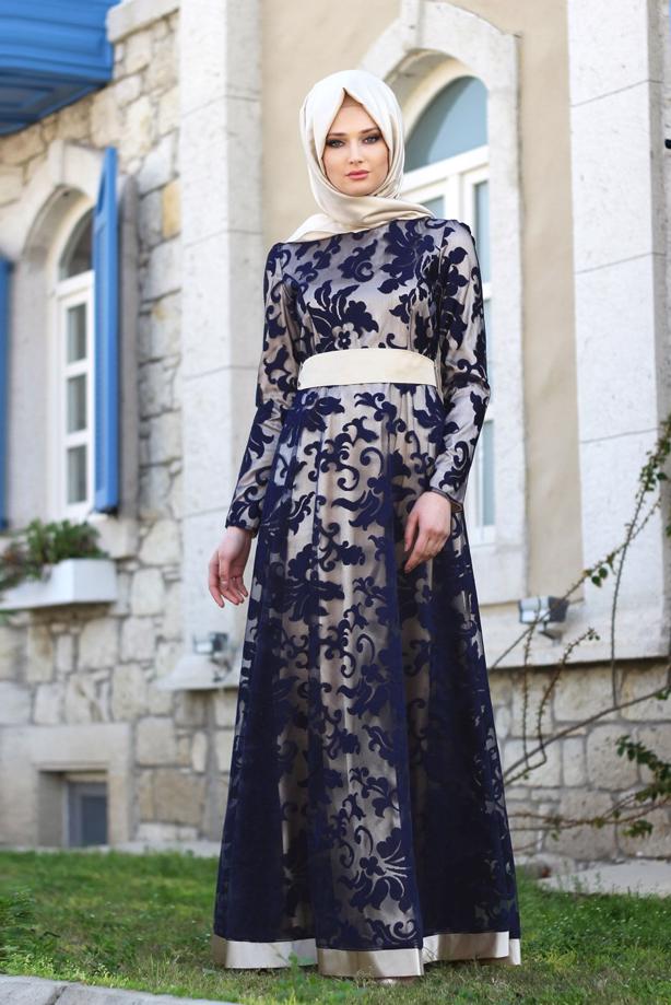 Vêtements hijab  T 2340 Nisa Kombinli Dantel Abiye - TRENDTESETTÜR